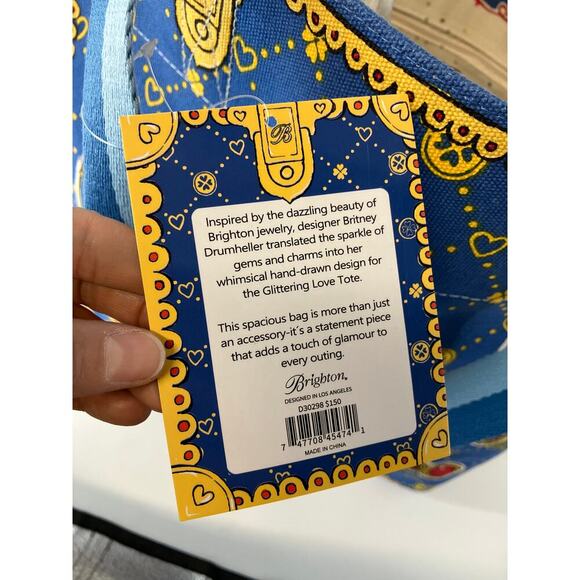 BRIGHTON NWT LARGE CANVAS GLITTERING LOVE TOTE - Picture 12 of 14